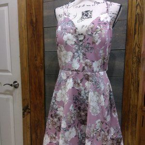 Trac Women's Plus Floral Print Dress Sleeveless Purple 1XL